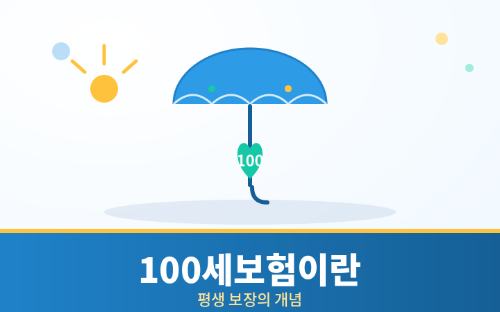 100세보험이란 평생 보장 개념 우산 일러스트